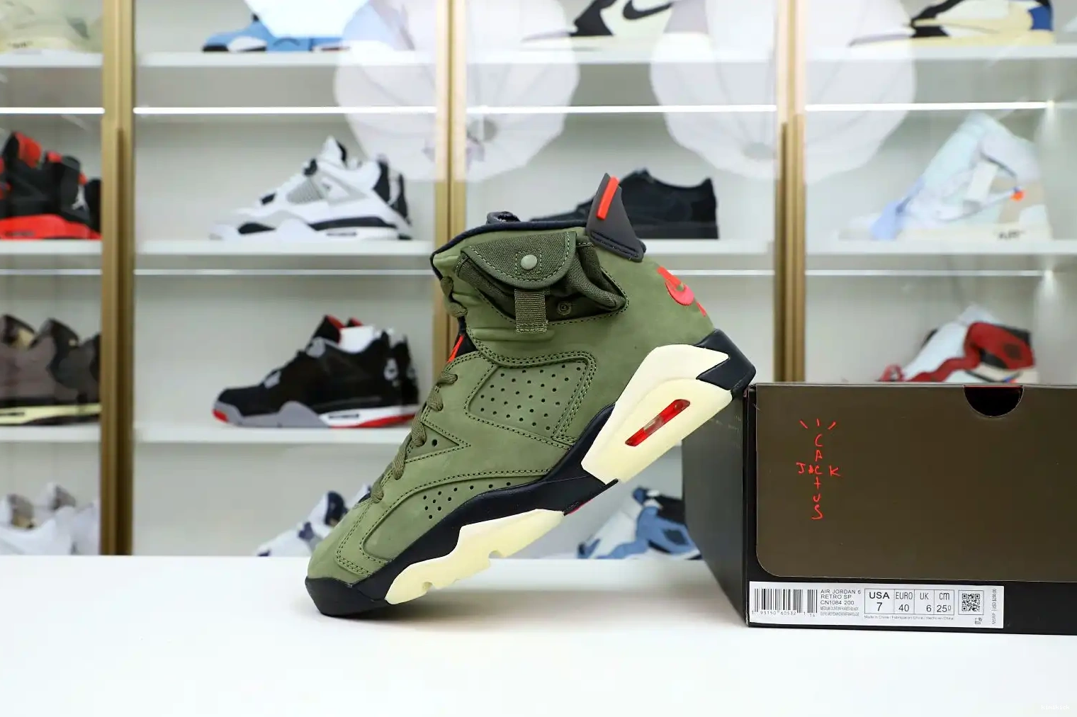 Kimikick SCOTT 'OLIVE' AIR TRAVIS RETRO JORDAN 6 X 0503